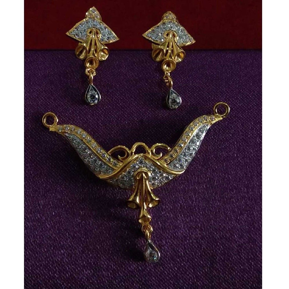 916 Gold Fancy CZ Stone Ladies Pendant Set