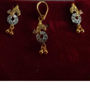 916 Gold Casting CZ Stone Fancy Pendant Set
