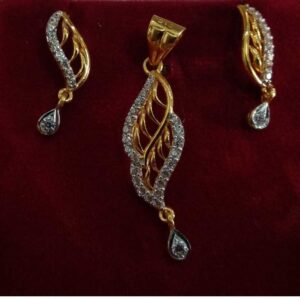 916 Gold Casting CZ Stone Designer Pendant Set