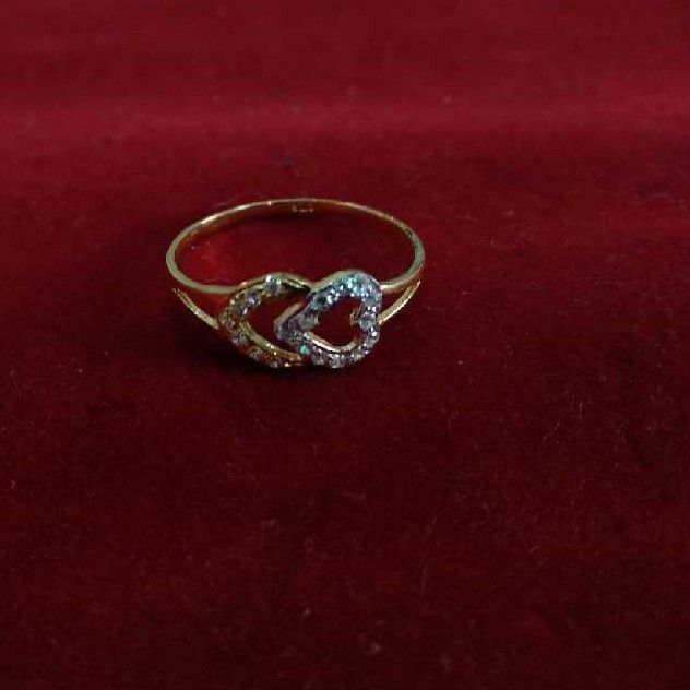 916 Gold Yellow CZ Stone Ladies Heart Ring