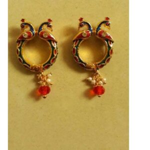 916 Gold God Indian Peacock Earrings