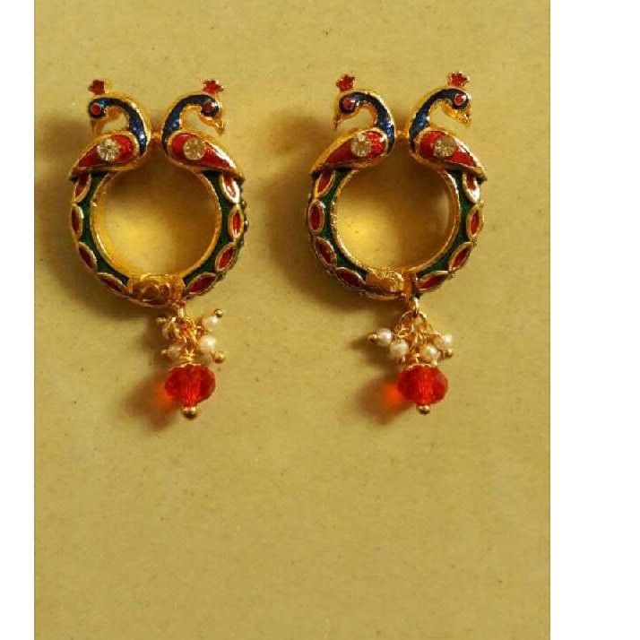 916 Gold God Indian Peacock Earrings