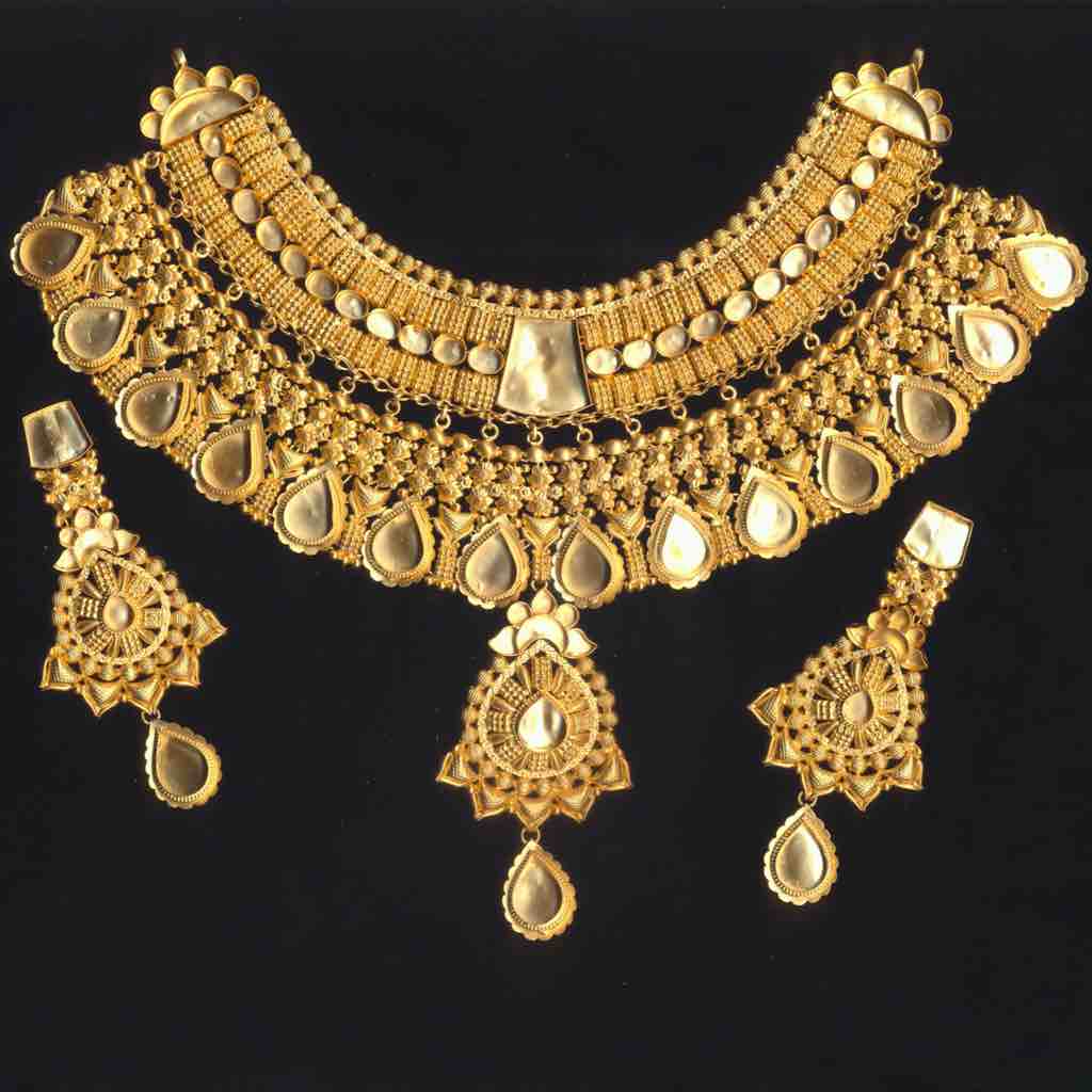 22KT Gold Antique Jaday Necklace Set OLJ-N028