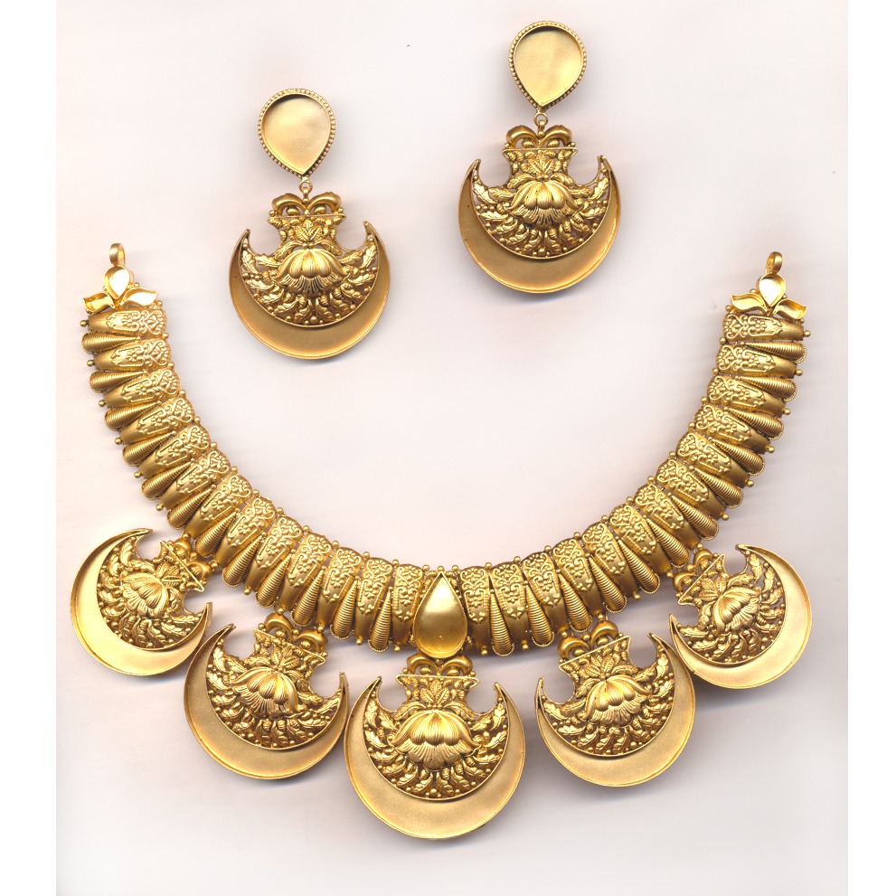 916 Gold Polki Necklace Khokha OM - N013