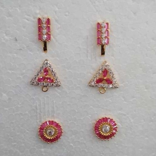 18KT Gold Fancy CZ Pink Stone T Tops
