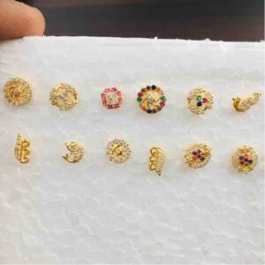 14KT Gold Colorful CZ Nosepin