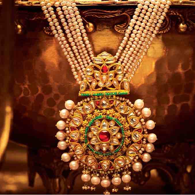 Antique Gold Pearl Necklace Set