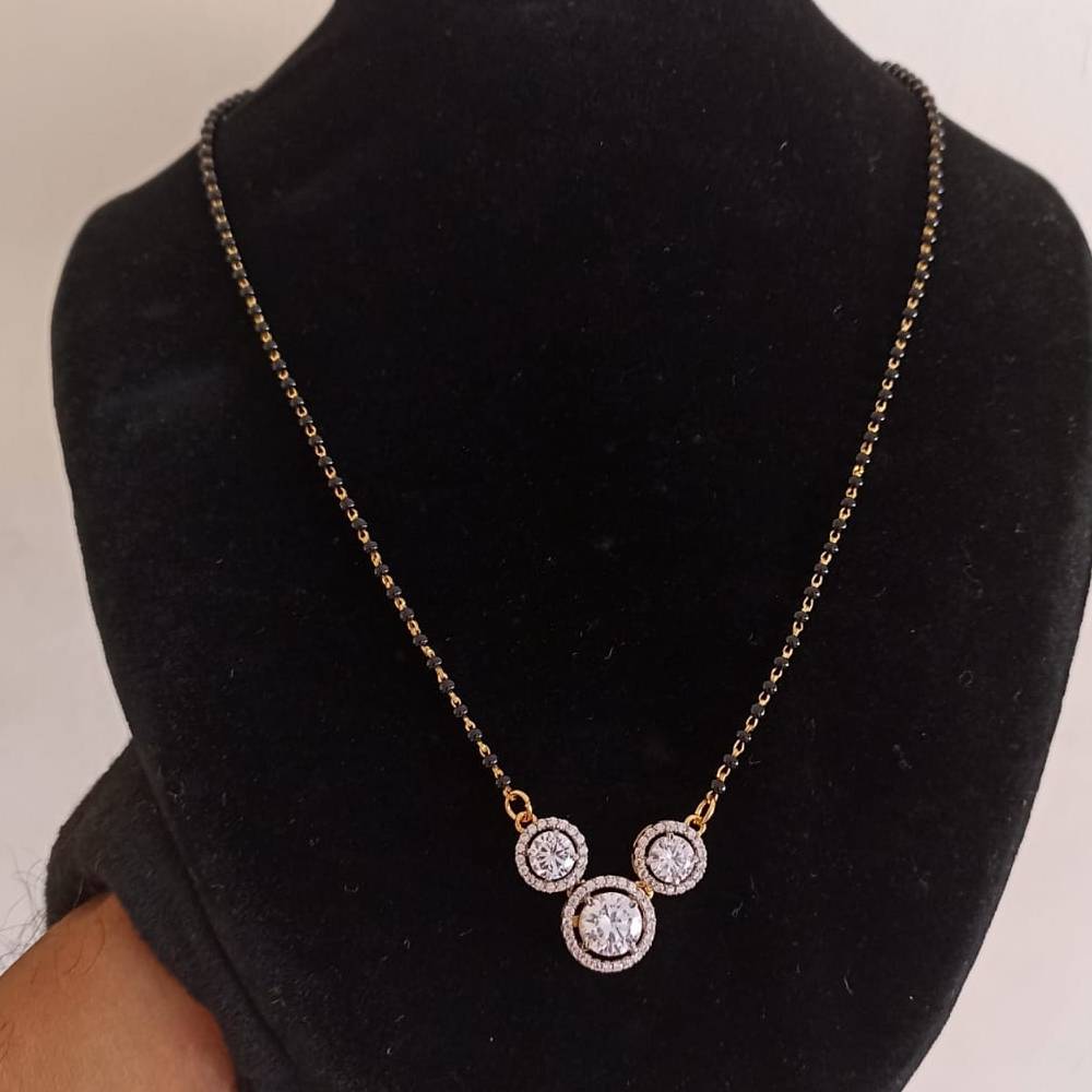 925 silver trio round halo magalsutra