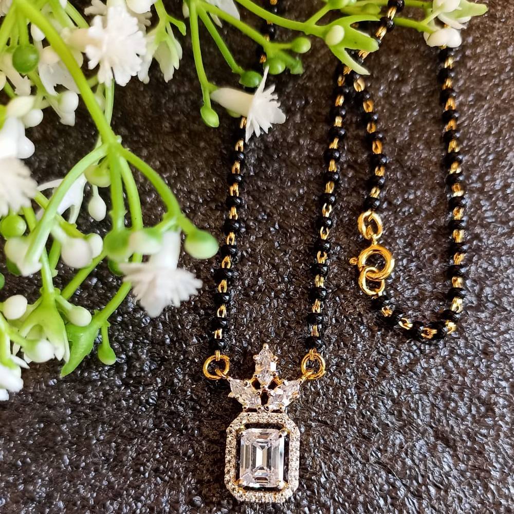 925 silver emrald halo magalsutra with beads chain
