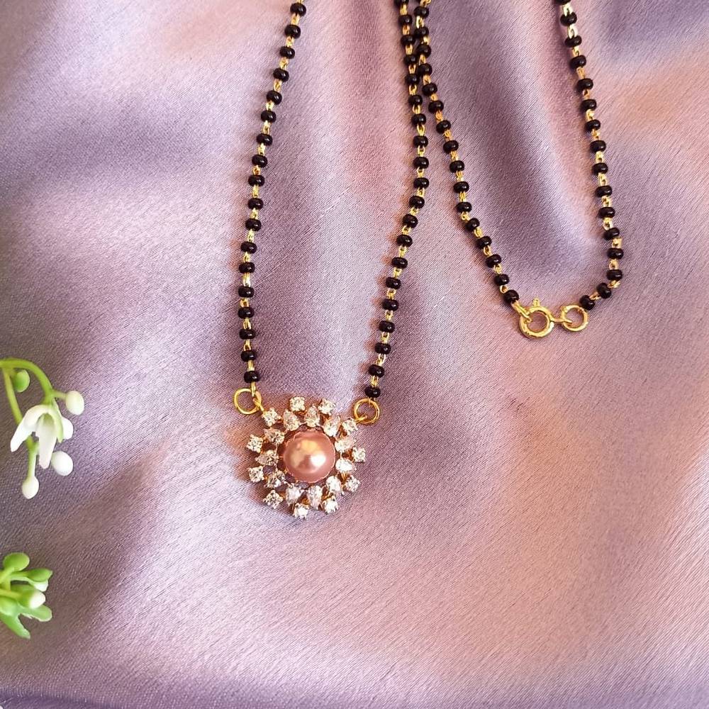 925 silver golden peral in flower magalsutra