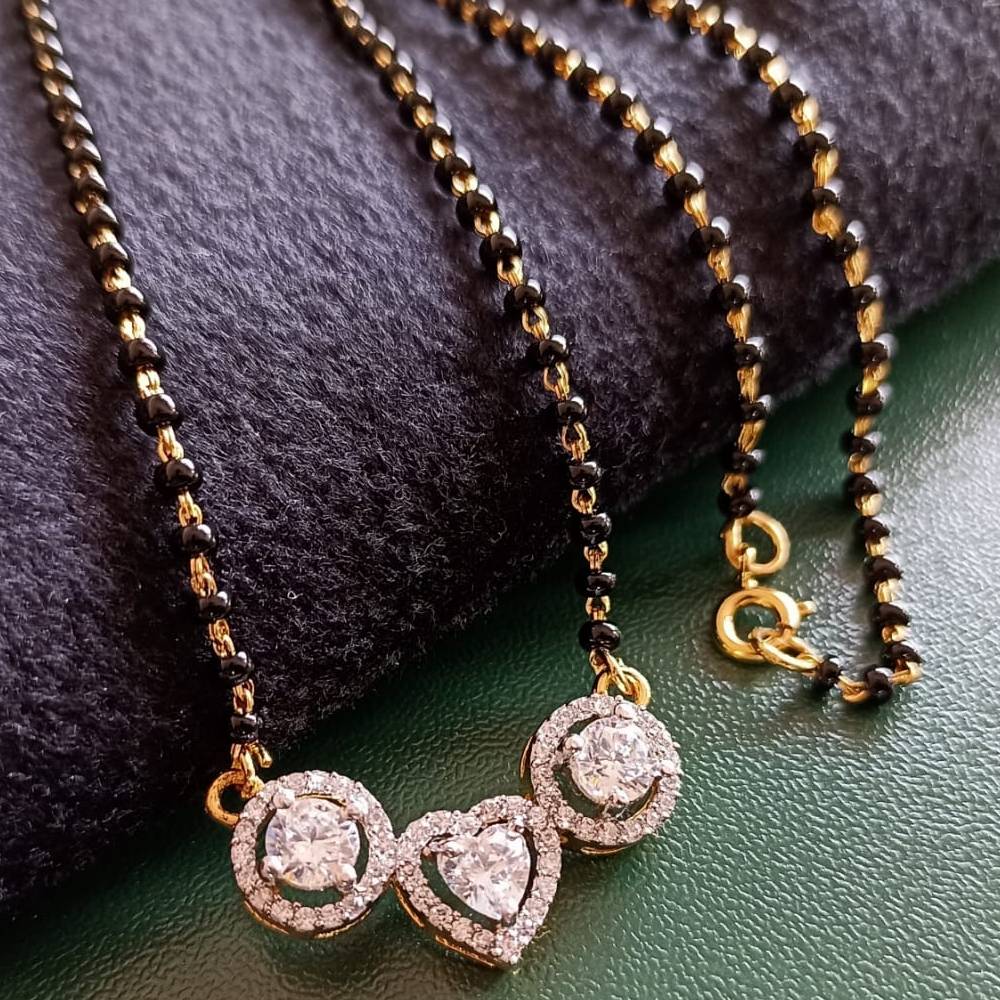 925 silver trio roundand heart halo magalsutra