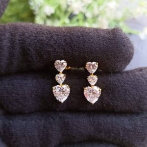 925 silver heart with solitaire drop screw back earrings