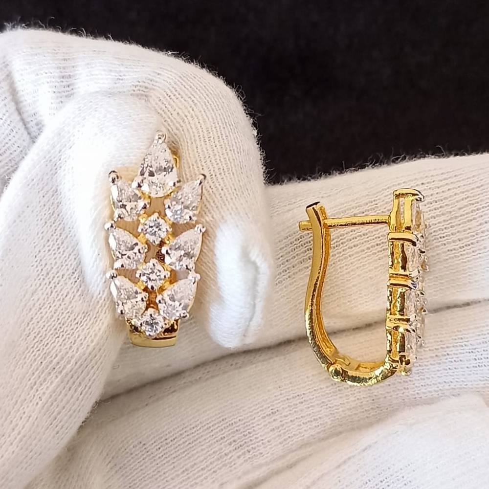 925 silver frihand leaf hoop earrings with zircon diamond
