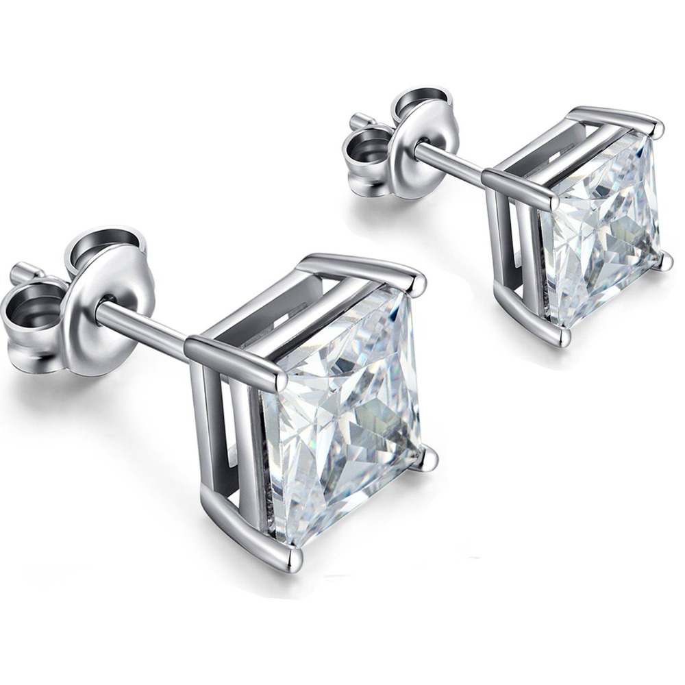925 silver square zircon studs