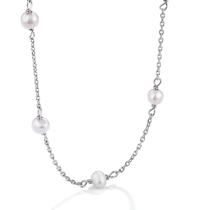 pearl chain with link chain 925 silver
