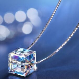 925 silver colour changing crystal with box chain