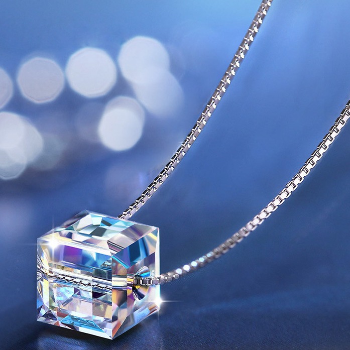 925 silver colour changing crystal with box chain