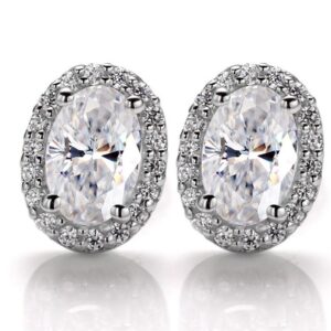 925 silver oval halo studs