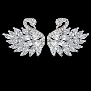 925 swarovski swan earrings