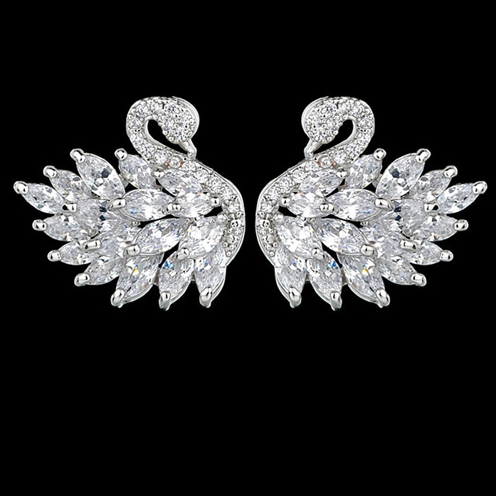 925 swarovski swan earrings