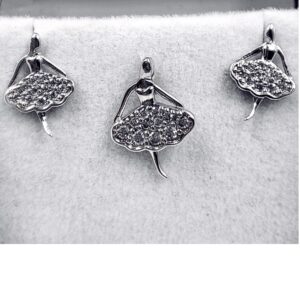 925 silver dancing ballerina pendant with earrings