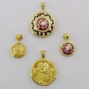 916 GOLD MEENA PENDANT SET