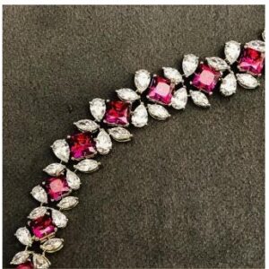 9KT Rose Quartz Flower Shaped Swarovski Bracelet