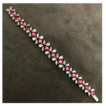 9KT Rose Quartz Flower Shaped Swarovski Bracelet