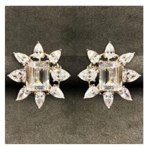 Flower Pattern 9Kt Swarovski Ladies Earring