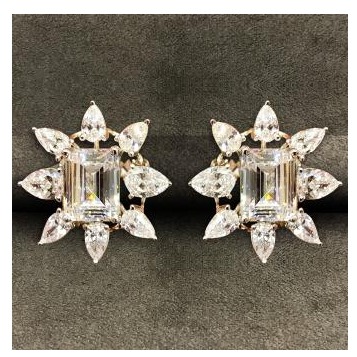 Flower Pattern 9Kt Swarovski Ladies Earring