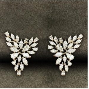 Flower Shape 9KT Ladies Swarovski Earring