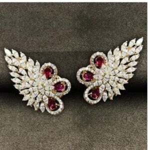 9KT Leaf Shape Swarovski Ladies Earring