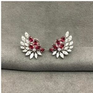 9KT Leaf Shape Swarovski Earring