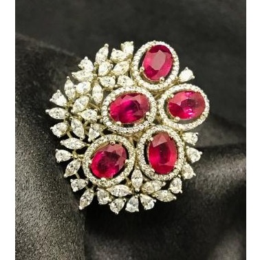 9KT Kundan Style  Swarovski Ring