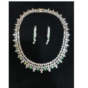 Modern 9KT Gold Swarovski Half Set