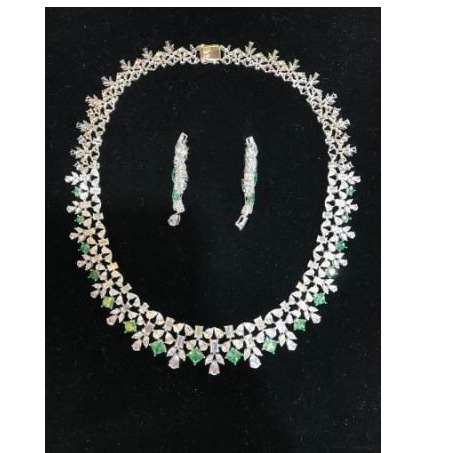 Modern 9KT Gold Swarovski Half Set