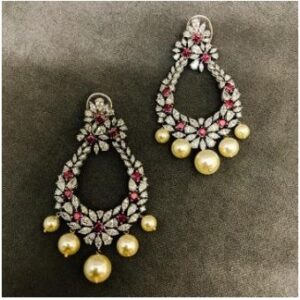 9KT Flower Pattern Swarovski Earring