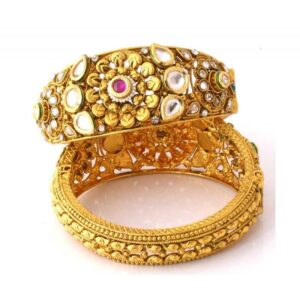 22KT Gold Antique Colorful Ladies Kada