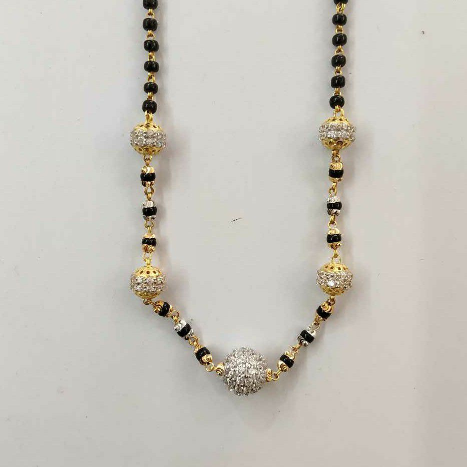 22k Gold Cz Ball Single Line Mangalsutra DVJ-023 - Image 2