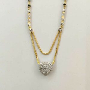 22k Gold Cz Heart Single Line Fancy Mangalsutra DVJ-021