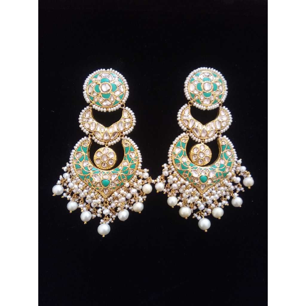 916 Gold Modern Kundan Ladies Earrings