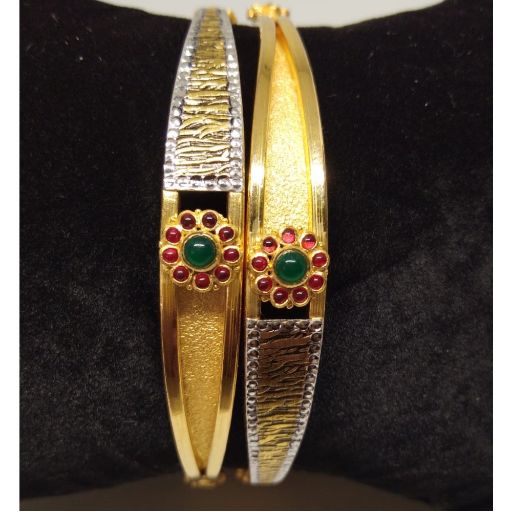 22KT Gold Fancy Flower Design Copper Kadli Bangle VN-B012