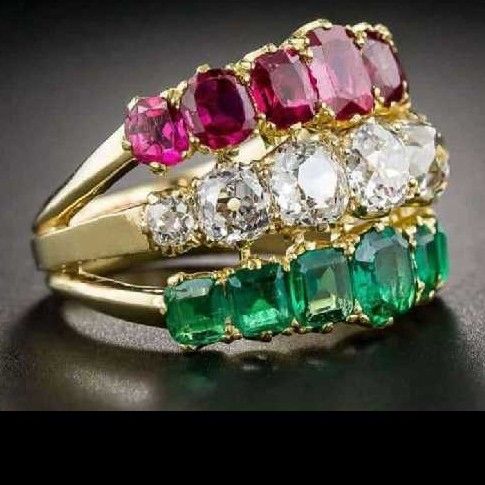 916 Gold Multi Color Diamond Ring