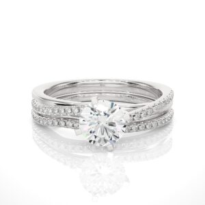 Double layer Solitaire Ring WG