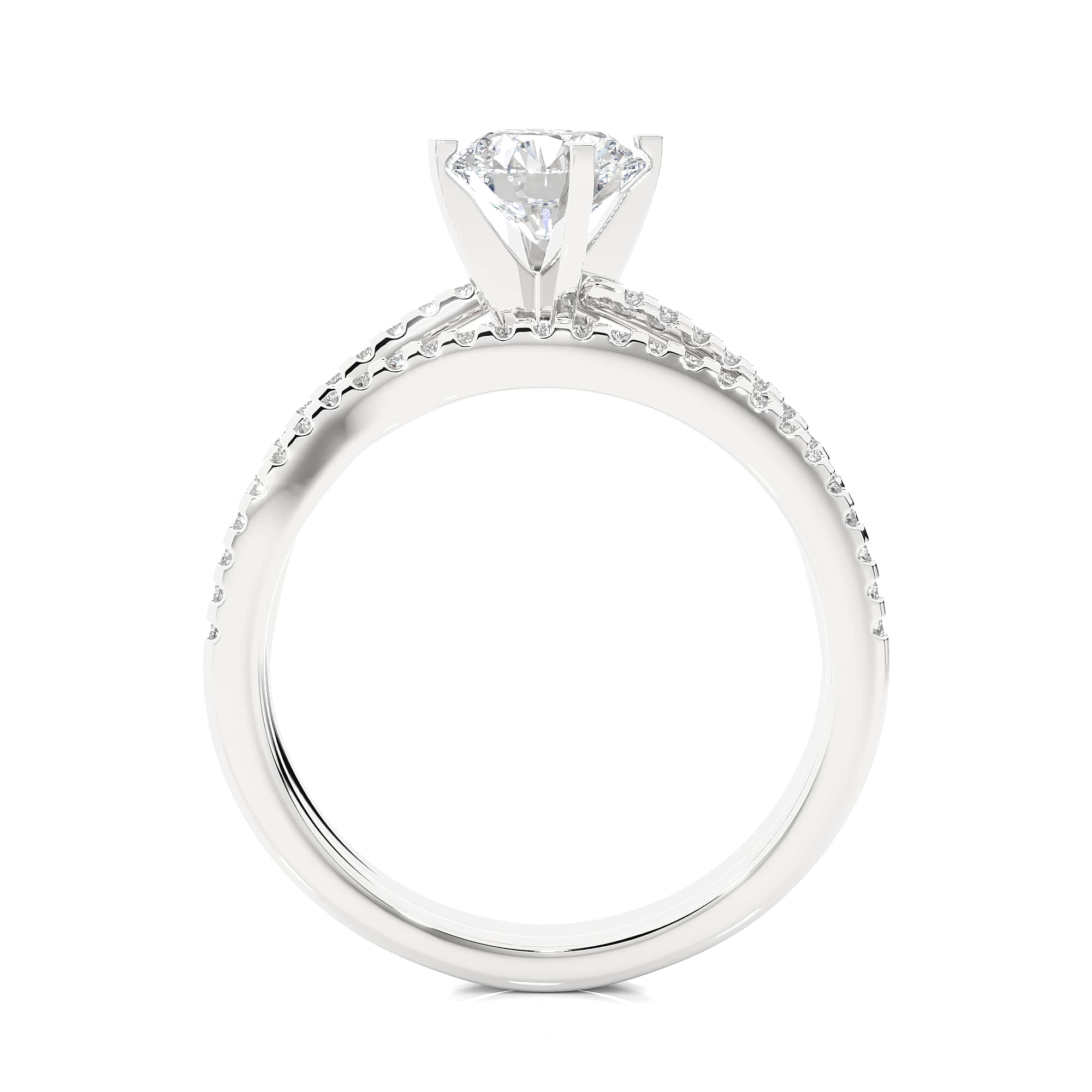 Double layer Solitaire Ring WG