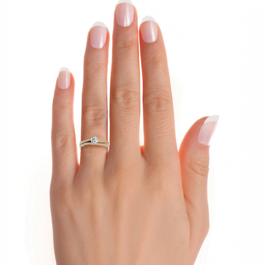 Double layer Solitaire Ring YG