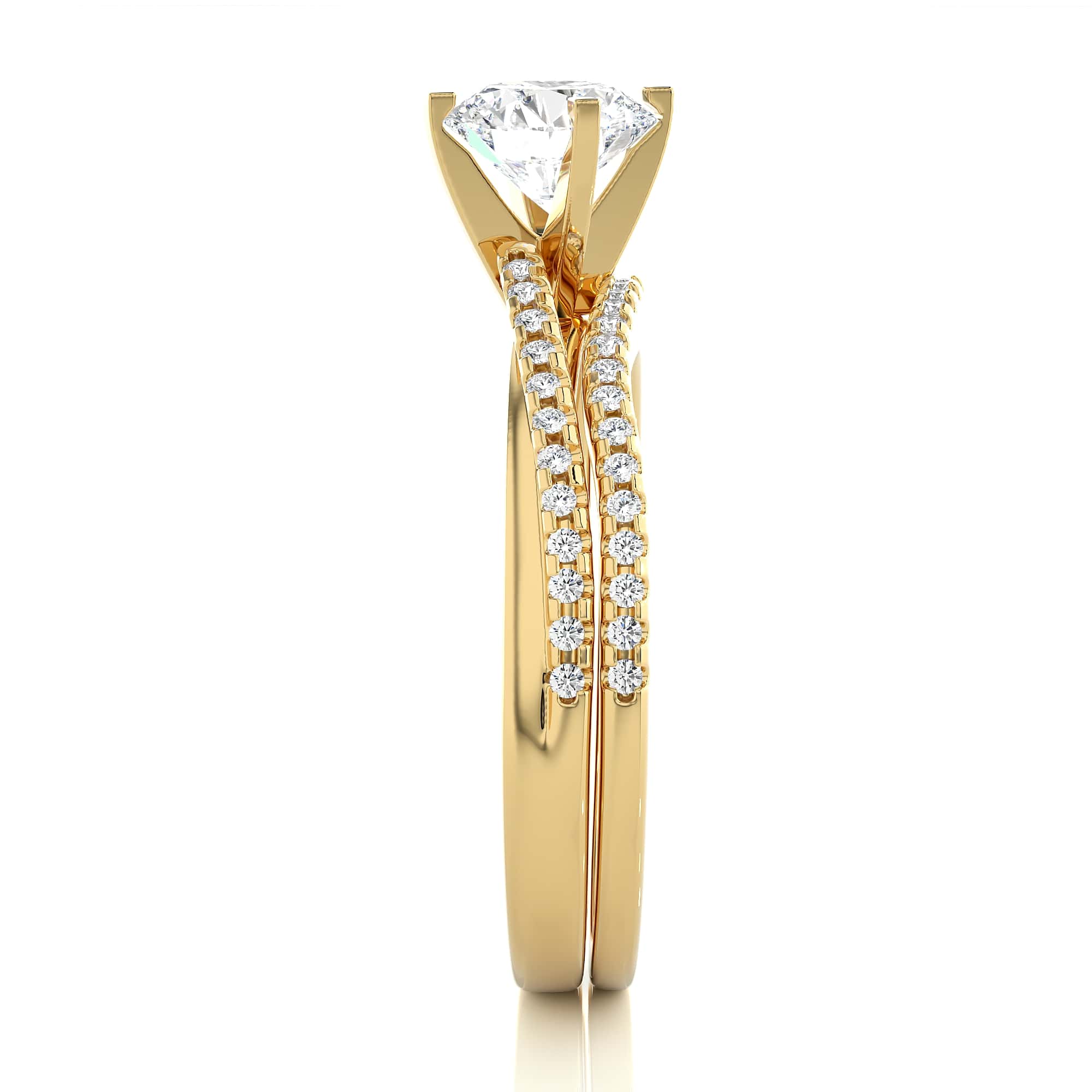 Double layer Solitaire Ring YG