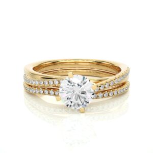 Double layer Solitaire Ring YG