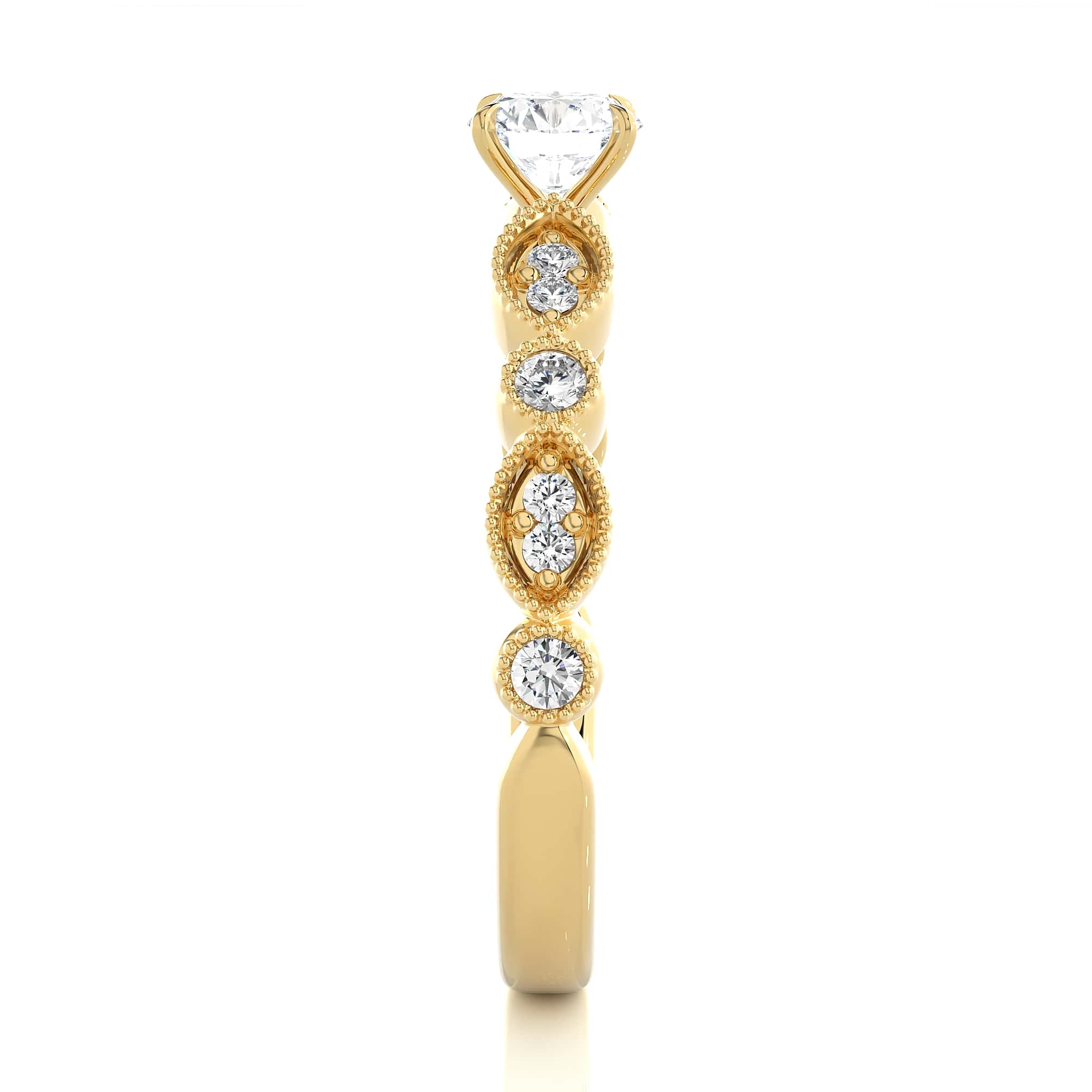 Uniquely Design Solitaire Ring YG