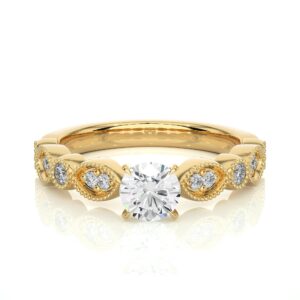 Uniquely Design Solitaire Ring YG